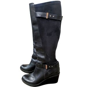Nike Air x Cole Haan Black Knee Boots with Wedge Heel Size 6